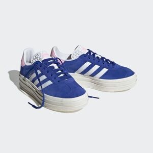 Adidas Gazelle Royal Blue, White, & Pink Platform Sneakers Size 7/7.5